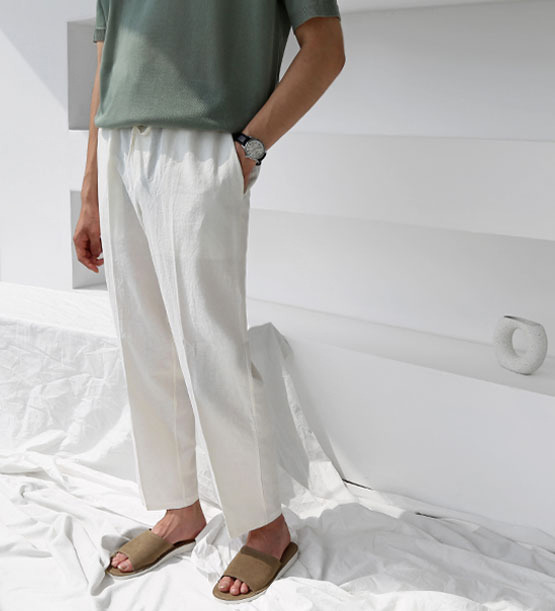 Linen bending wide pants (4color)