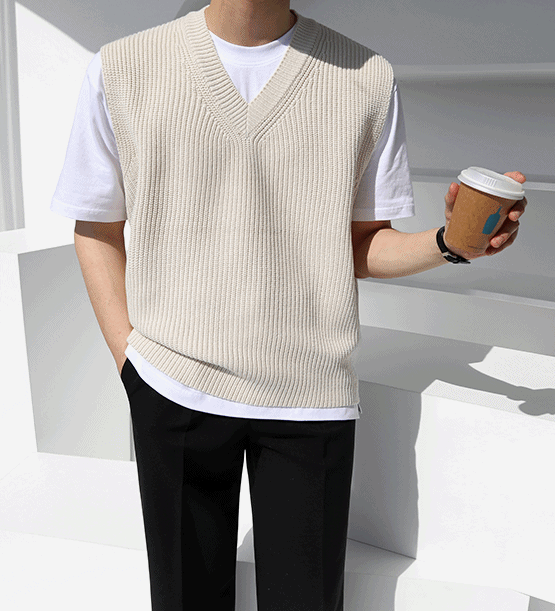 Rolt unbalanced knit vest(10color)