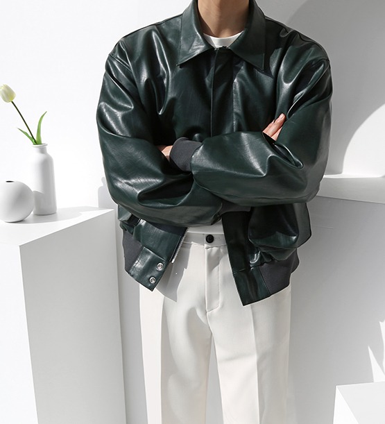 Outdern leather over-fit big pocket kara jacket (3color)