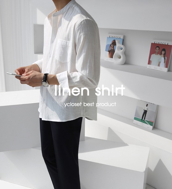 Minimal linen bio shirt (14color)