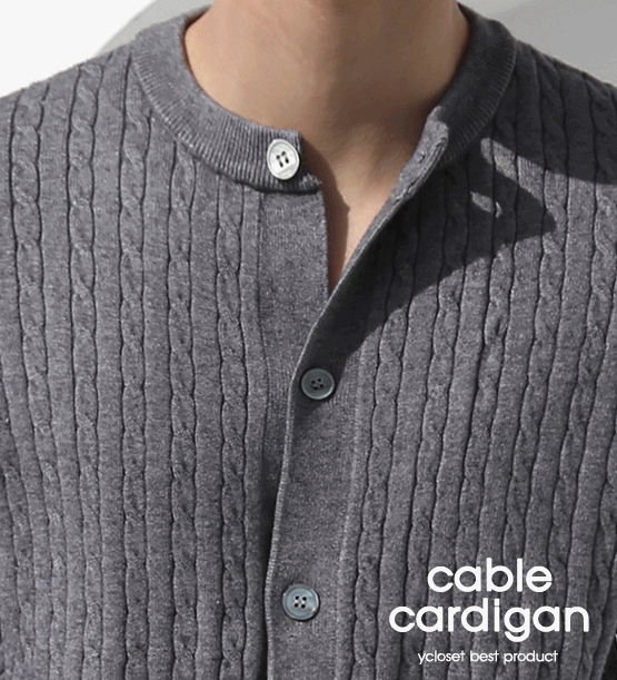 rib cable round knit cardigan (6color)