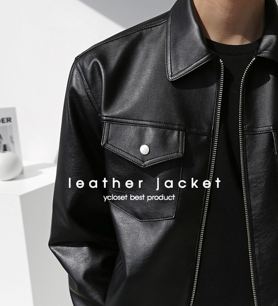 beckon leather pocket jacket (4color)