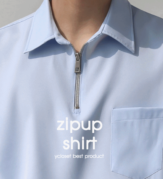 Morena over-fit half zip-up kara shirt (4color)