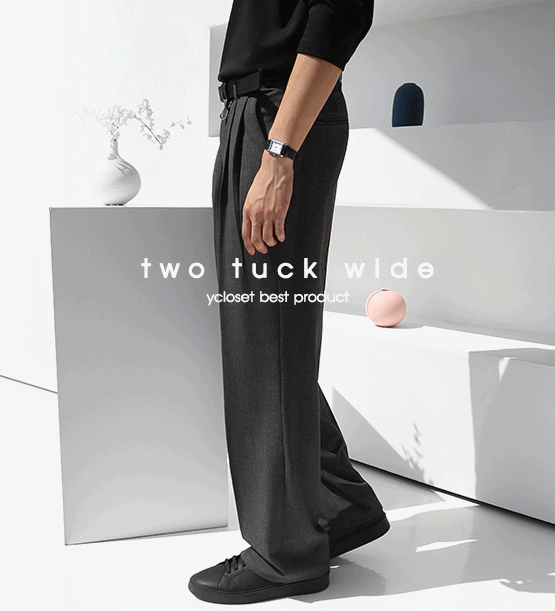 Port two-tuck wide pants (3color)